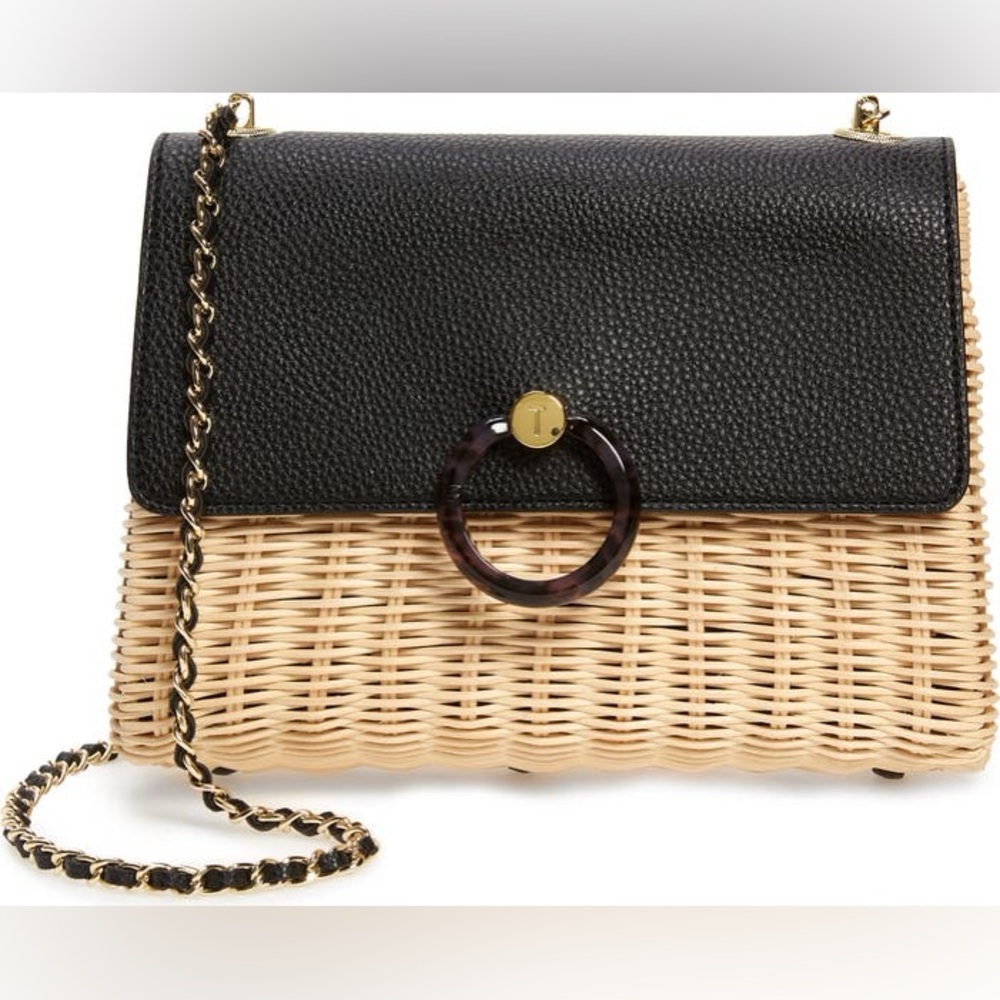 Ted Baker straw and leather cross body bag with chain